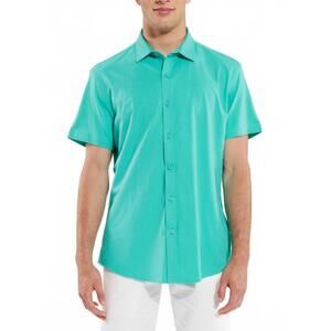 NEW STEELE solid knit stretch short sleeve shirt in lake